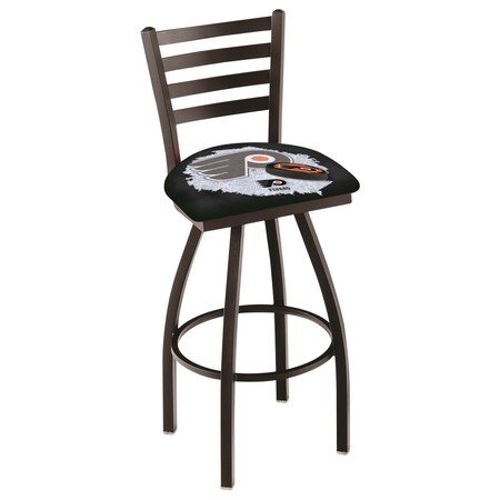 Holland Bar Stool Co 30" Blk Wrinkle Philadelphia Flyers Swivel Bar Stool, Ladder Back L01430PhiFly-B-D2